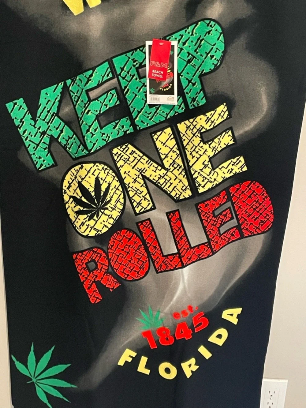 Key West Keep One Rolled Terry Beach Towel. Florida. 75 X 150 CM.